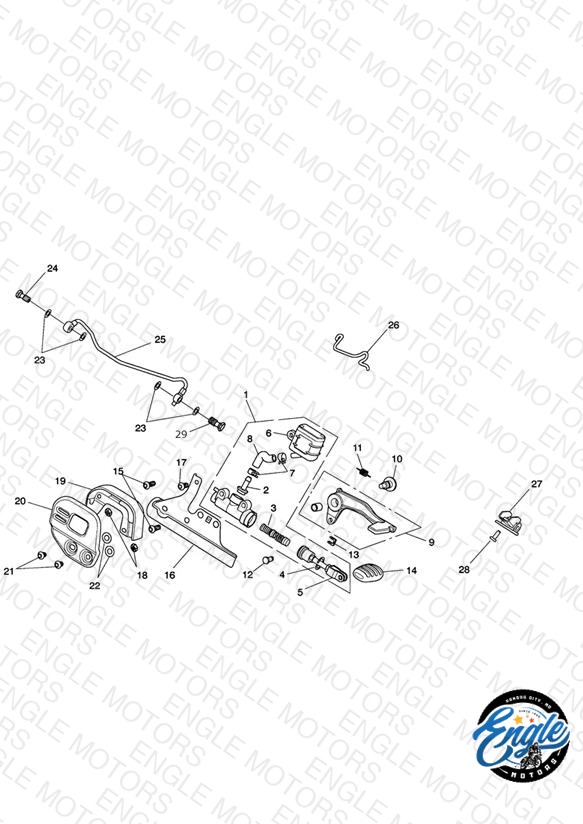 Rear Brake Master Cylinder, Reservoir & Pedal - Roadster