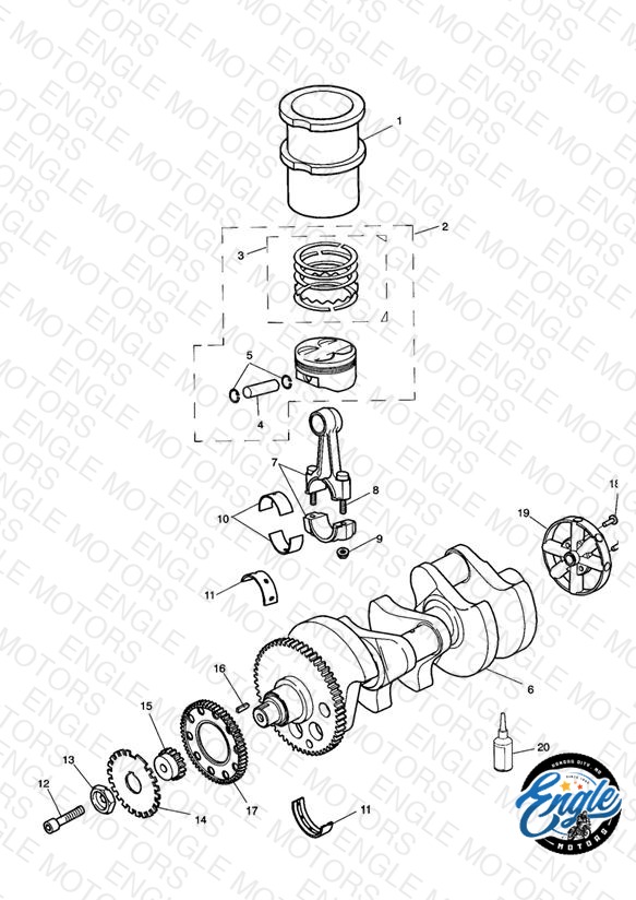 Crankshaft/Conn Rod/Pistons and Liners 955cc Engine