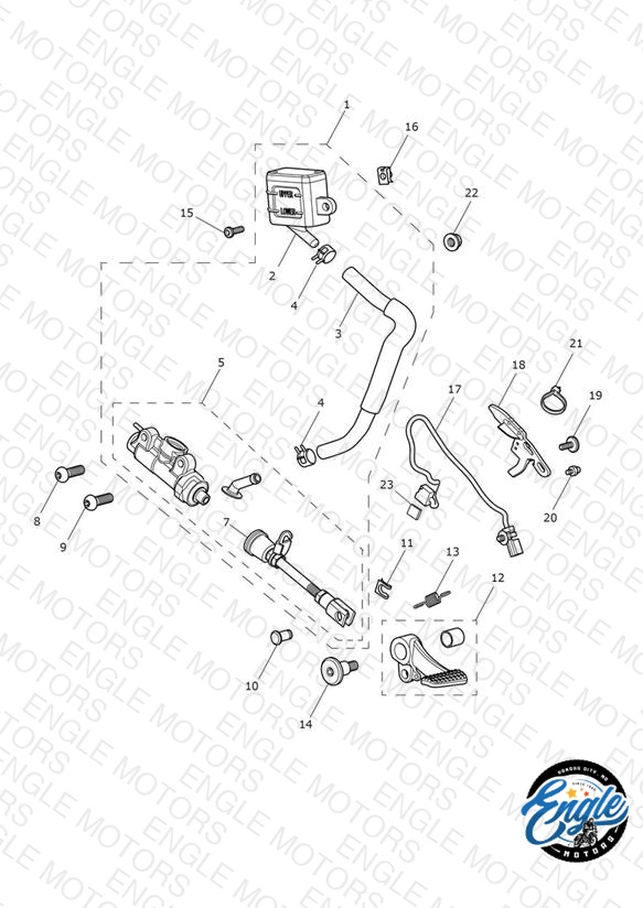 Rear Brake Master Cylinder, Reservoir & Pedal