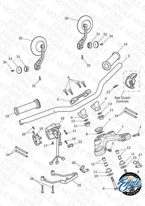 Handlebars, Top Yoke & Mirrors