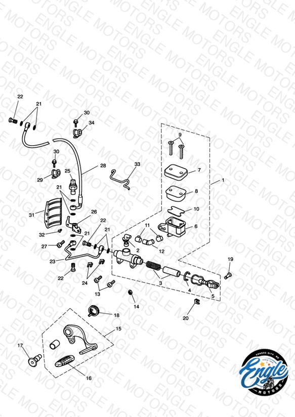 Rear Brake Master Cylinder, Reservoir & Pedal - Rocket III & Classic