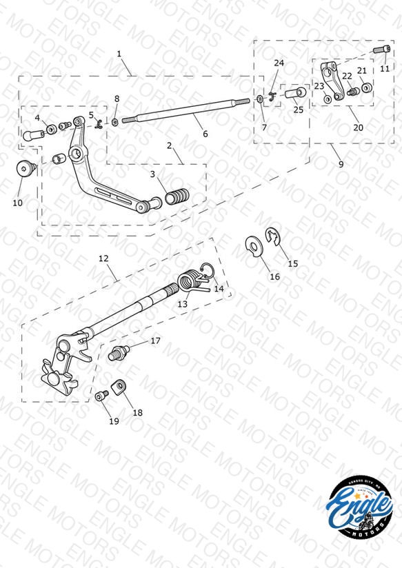 Gear Change Mechanism - Excluding 675R > 540562 (Including  540615 & 540625)