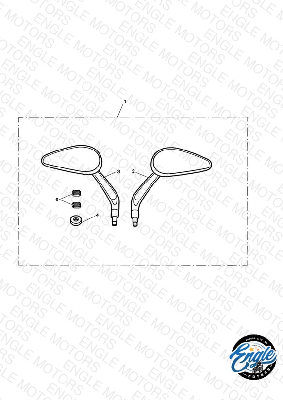 Teardrop Style Mirrors Kit, Drilled