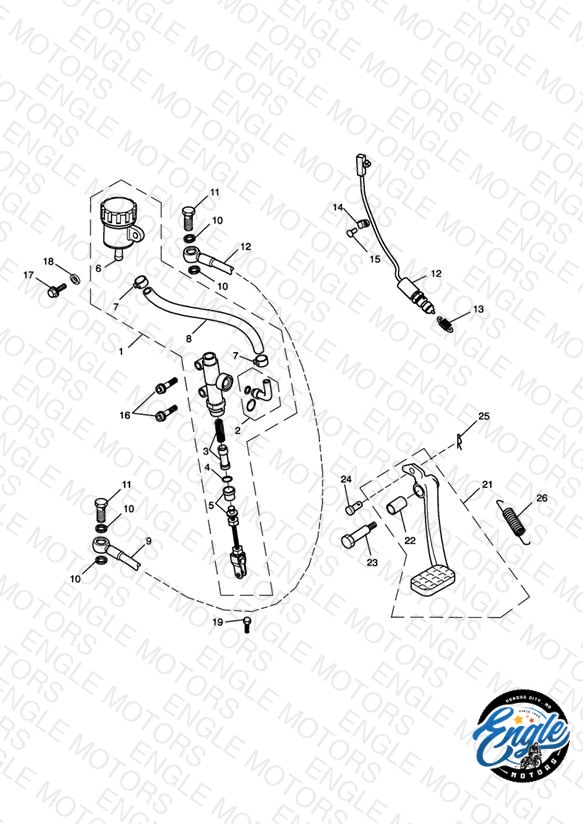 Rear Brake Master Cylinder, Reservoir & Pedal
