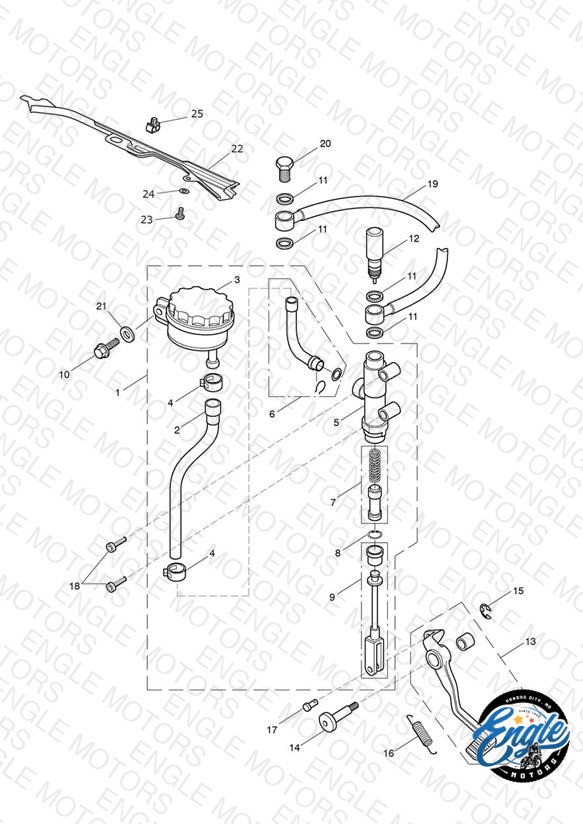 Rear Brake Master Cylinder, Reservoir & Pedal