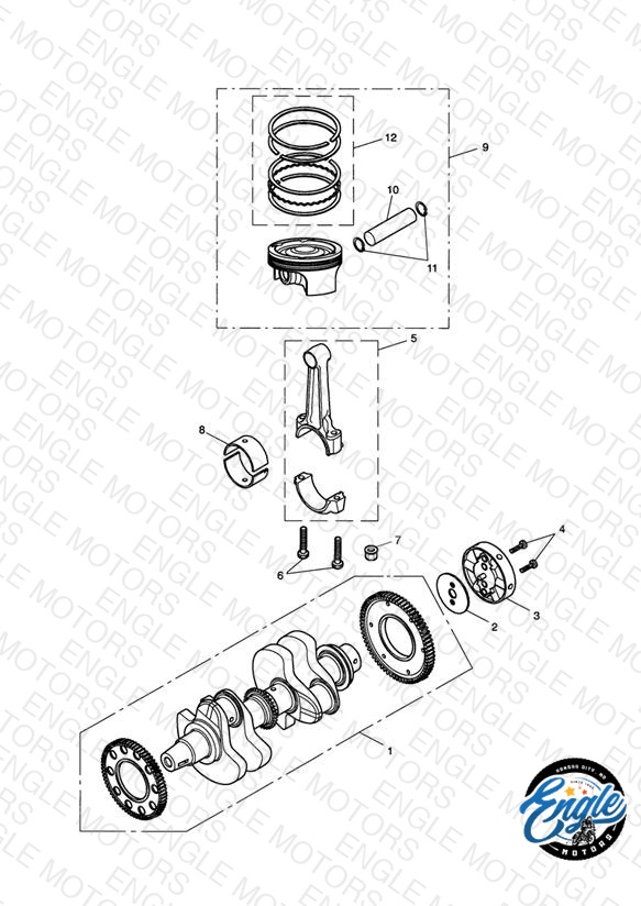 Crankshaft,Conn Rods & Pistons Eng No 211133 >