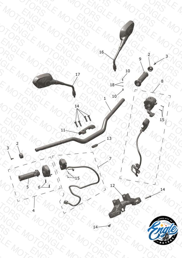 Handlebars, Top Yoke & Mirrors