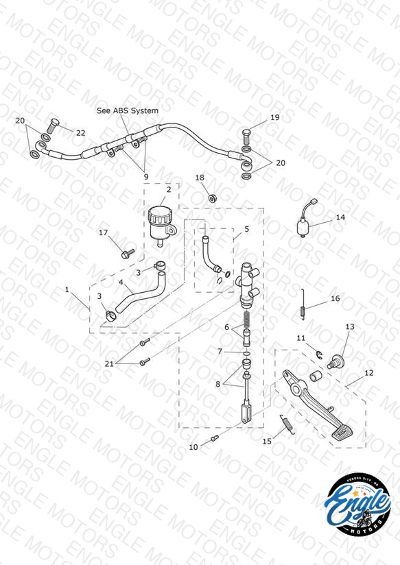 Rear Brake Master Cylinder, Reservoir & Pedal