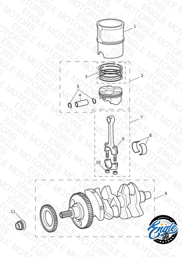 Crankshaft, Connecting Rods, Pistons & Liners
