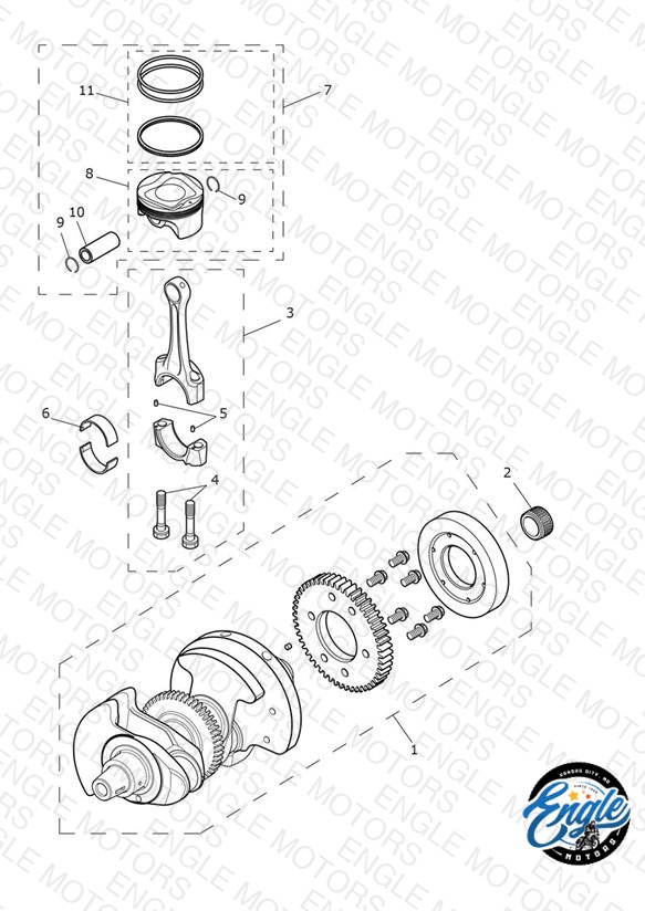 Crankshaft, Connecting Rods & Pistons - 914973 > All Expt BR & IN, 917475 > BR & IN Only