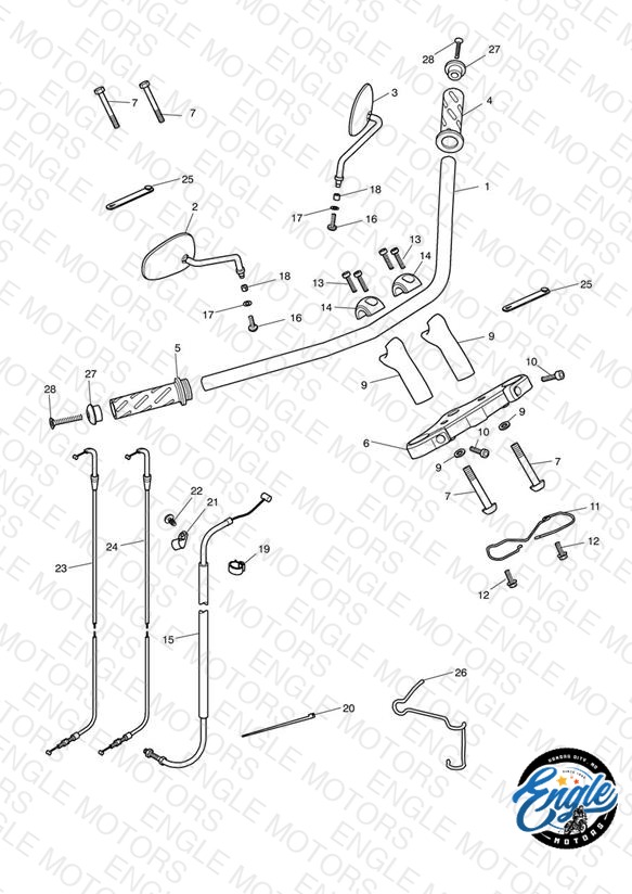 Handlebars, Top Yoke, Cables & Mirrors 469051 >