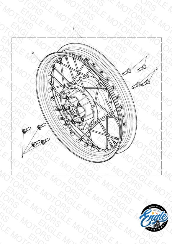 Rear Wheel Kit, Black, 16 x 3.5