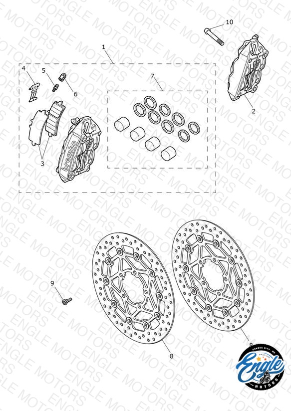 Front Brake Caliper & Discs