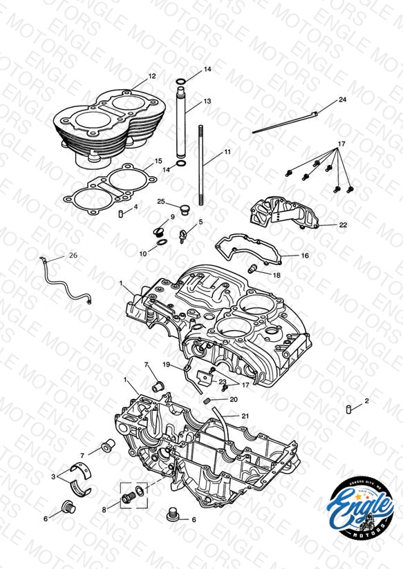 C/Case & Ftgs - Bonny T100 Eng No 221609 > (Expt Eng No's 229407 > 230164)
