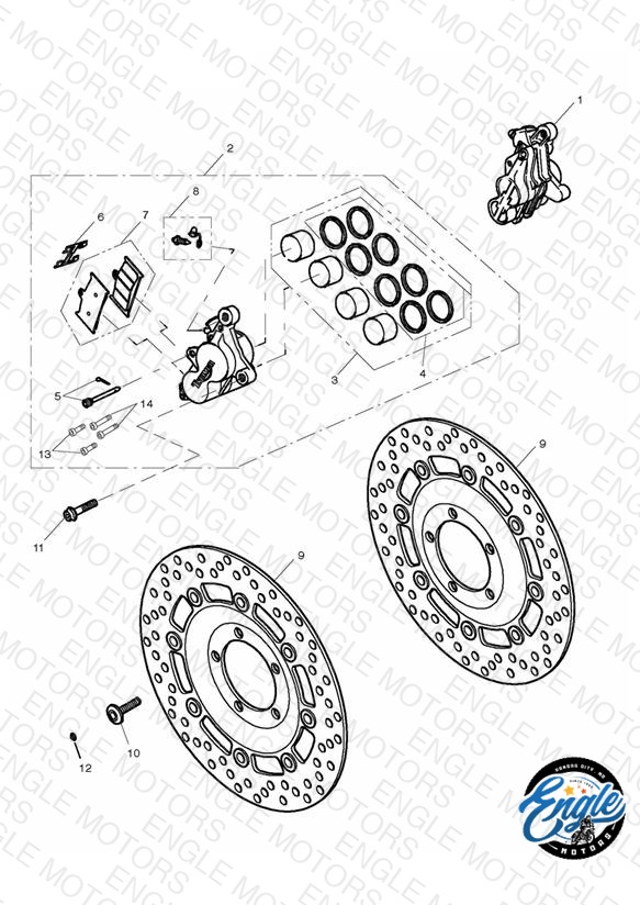 Front Brake Caliper & Discs