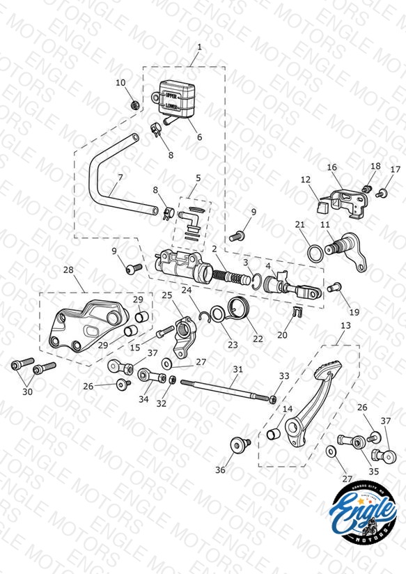 Rear Brake Master Cylinder, Reservoir & Pedal