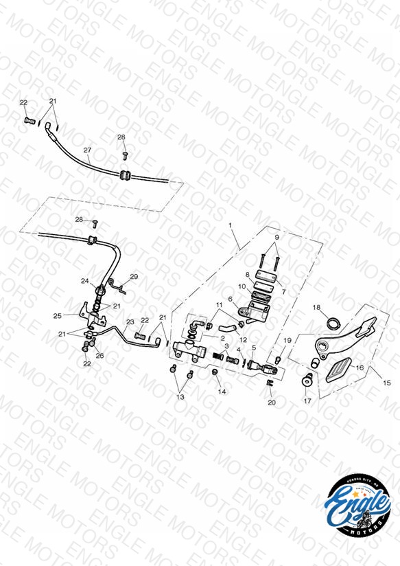 Rear Brake Master Cylinder, Reservoir & Pedal