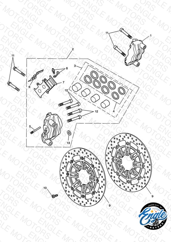 Front Brake Caliper & Discs