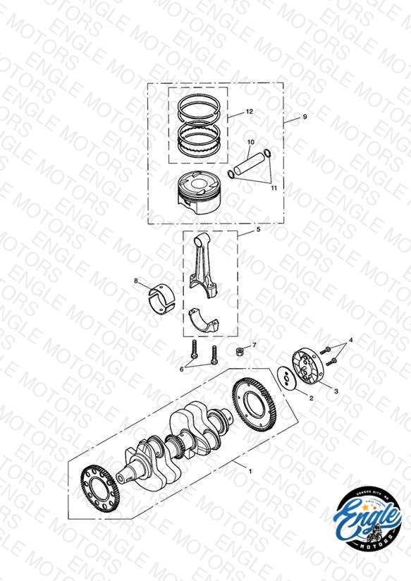 Crankshaft,Conn Rods & Pistons > Eng No 211132