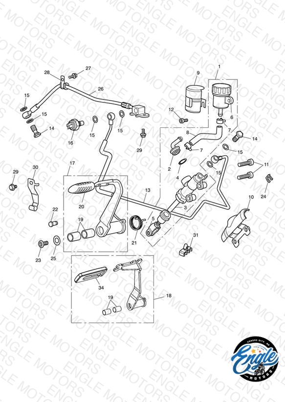 Rear Brake Master Cylinder, Reservoir & Pedal