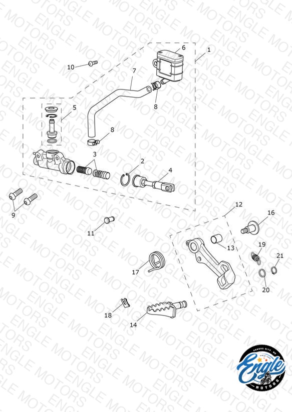 Rear Brake Master Cylinder, Reservoir & Pedal
