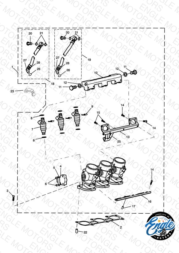 Throttles/Injectors and Fuel Rail 885cc Engine