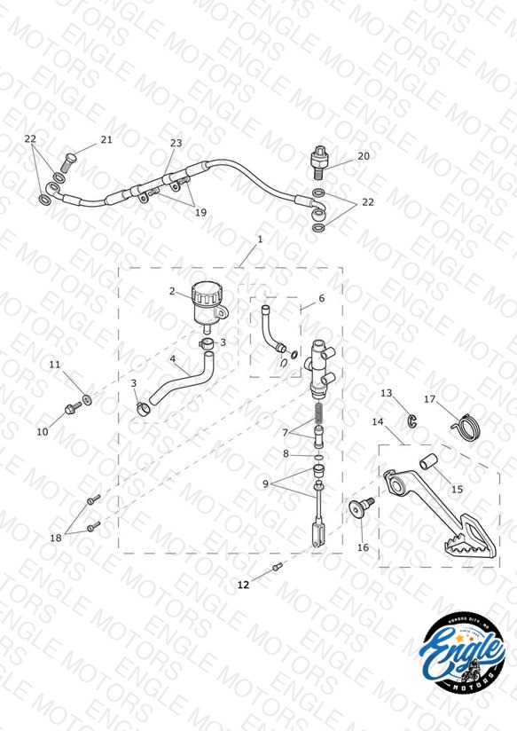 Rear Brake Master Cylinder, Reservoir & Pedal