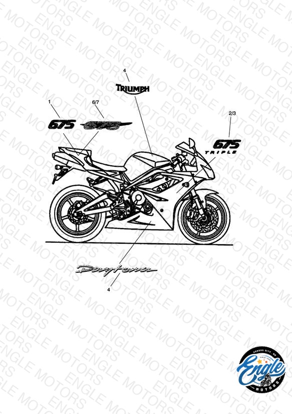 Bodywork - Decals; > 404742 - White Bikes, >429246 - Red Bikes & >429652 - Black Bikes