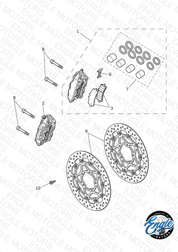 Front Brake Caliper & Discs