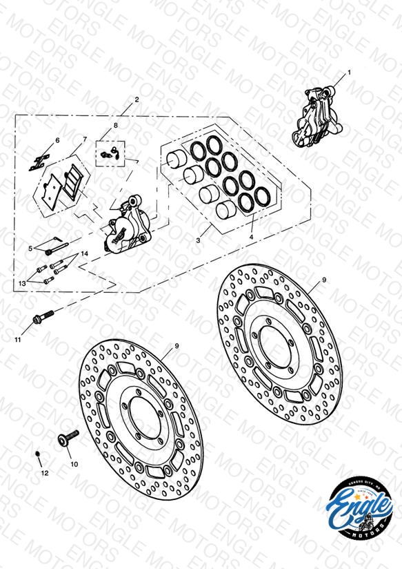 Front Brake Caliper & Discs