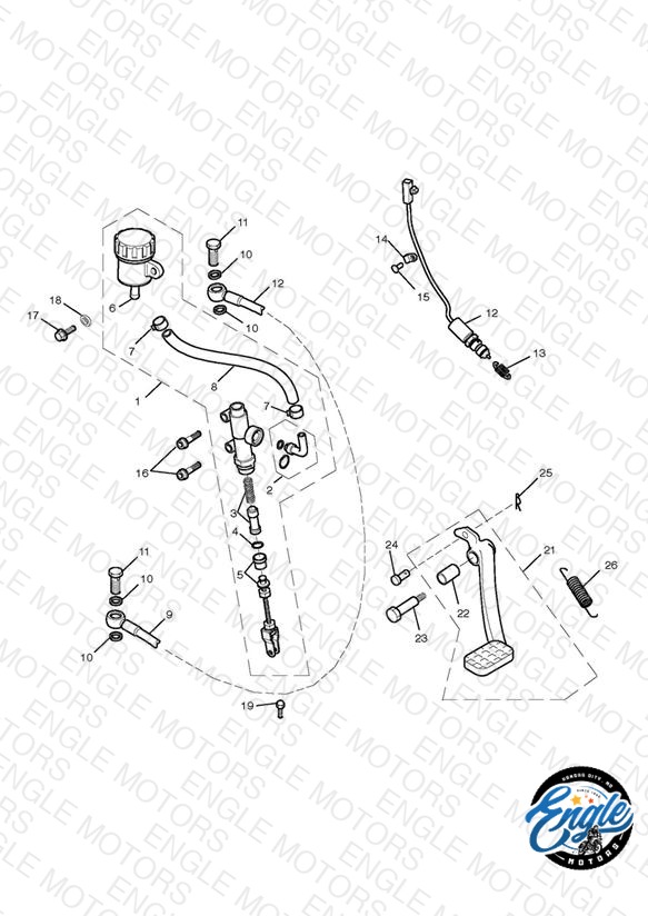 Rear Brake Master Cylinder, Reservoir & Pedal
