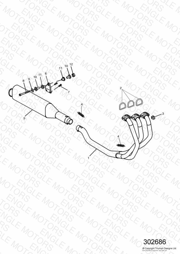 Exhaust System 885cc Engine