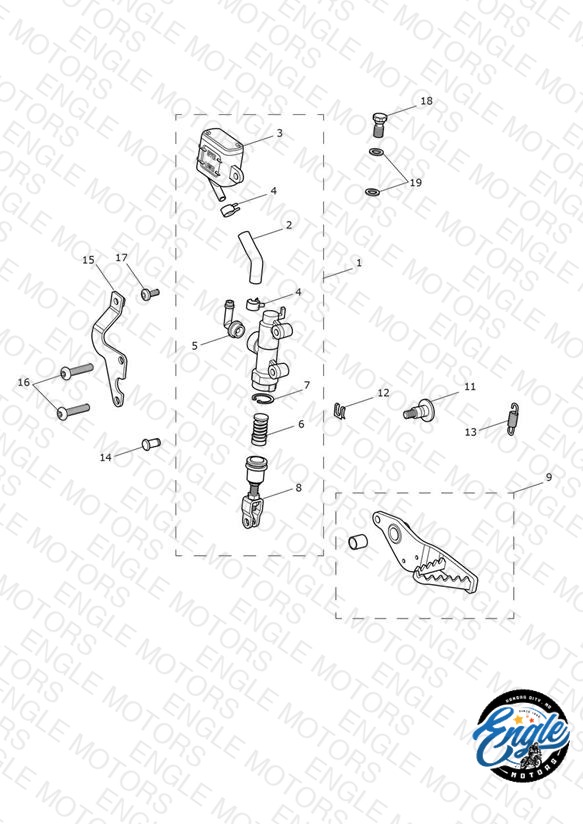 Rear Brake Master Cylinder, Reservoir & Pedal