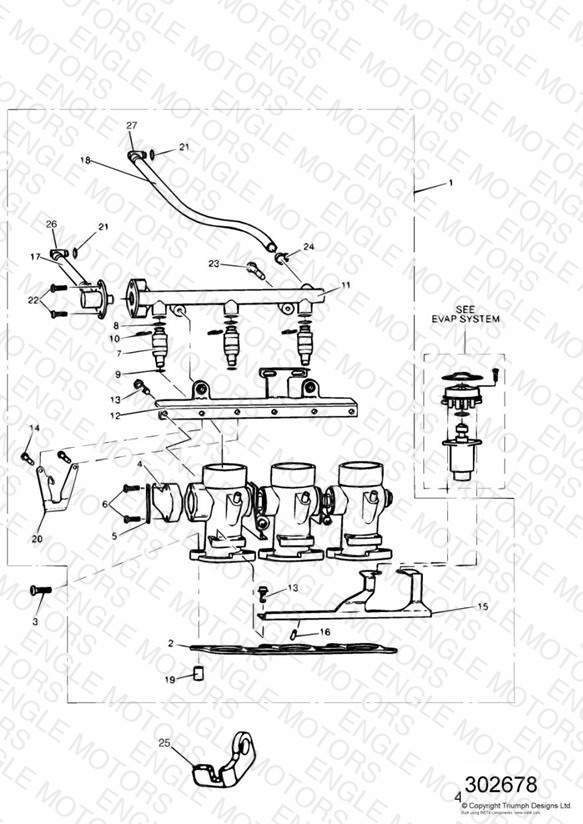 Throttles/Injectors and Fuel Rail 955cc Engine