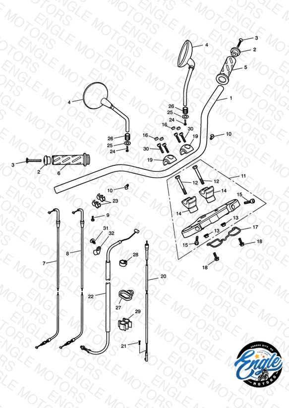 Handlebars, Top Yoke, Cables & Mirrors > 468390