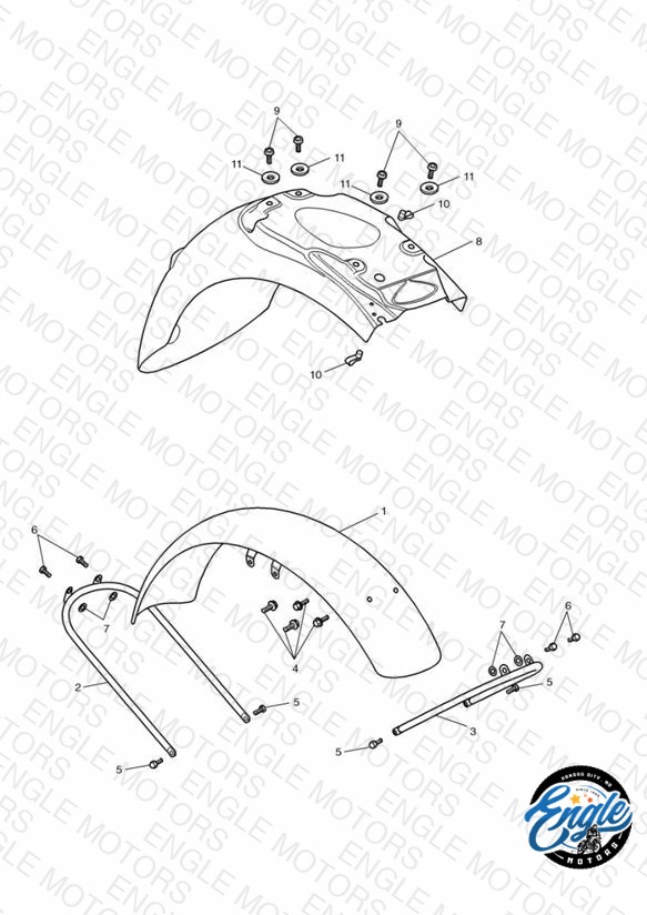Mudguards- >284652-F2 Black; >284690-F2 Silver; >284984-F2 All Other Col. & >279278-F4 All Colours