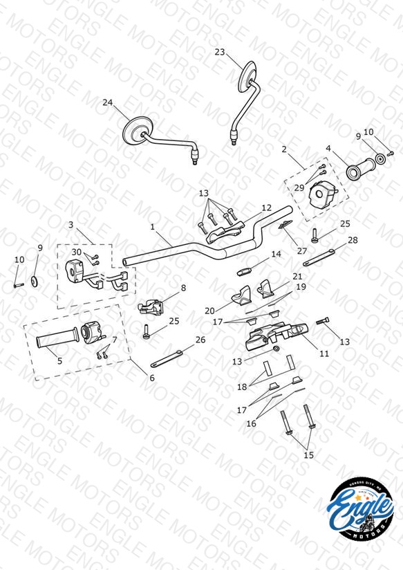 Handlebars, Top Yoke & Mirrors - 914973 > All Expt BR & IN, 917475 > BR & IN Only