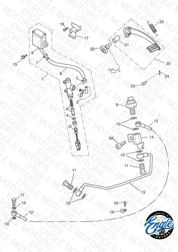Rear Brake Master Cylinder, Reservoir & Pedal
