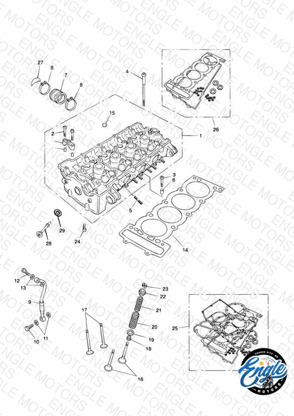 Cylinder Head and Valves 4 Cylinder Black