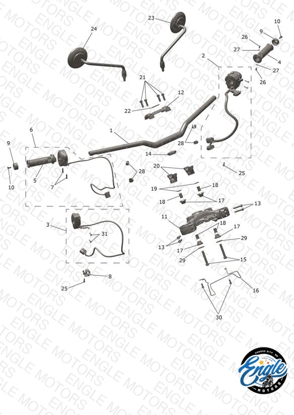Handlebars, Top Yoke & Mirrors