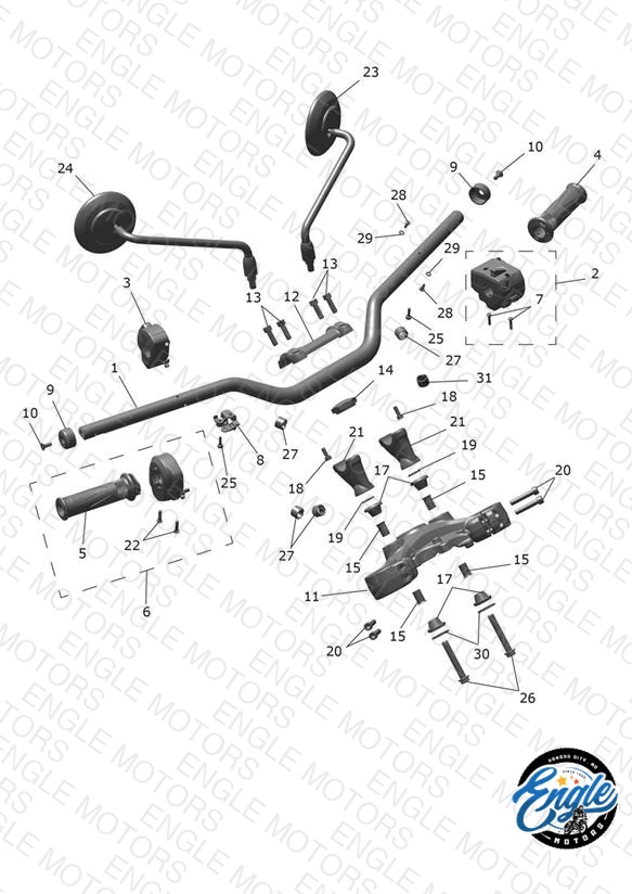Handlebars, Top Yoke & Mirrors