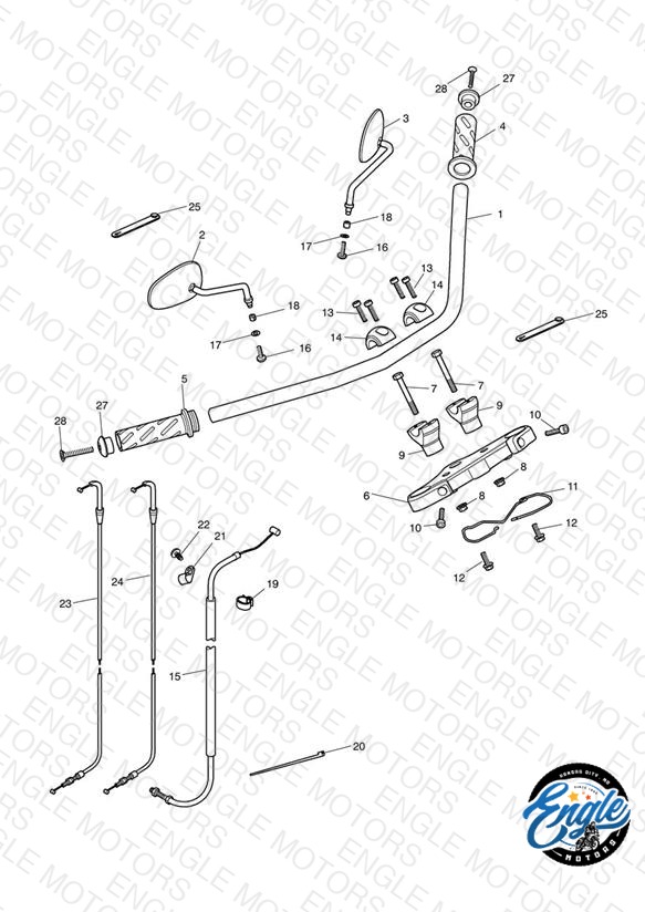 Handlebars, Top Yoke, Cables & Mirrors 468391 >