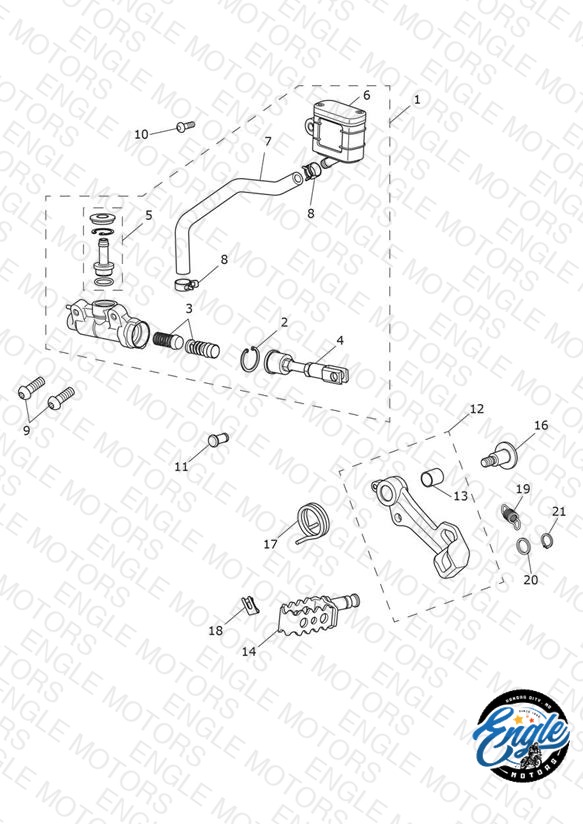 Rear Brake Master Cylinder, Reservoir & Pedal