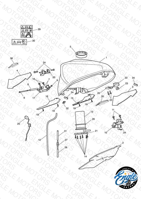 Fuel Tank & Fittings - 340148> (Non ABS) 340227> (ABS Version)