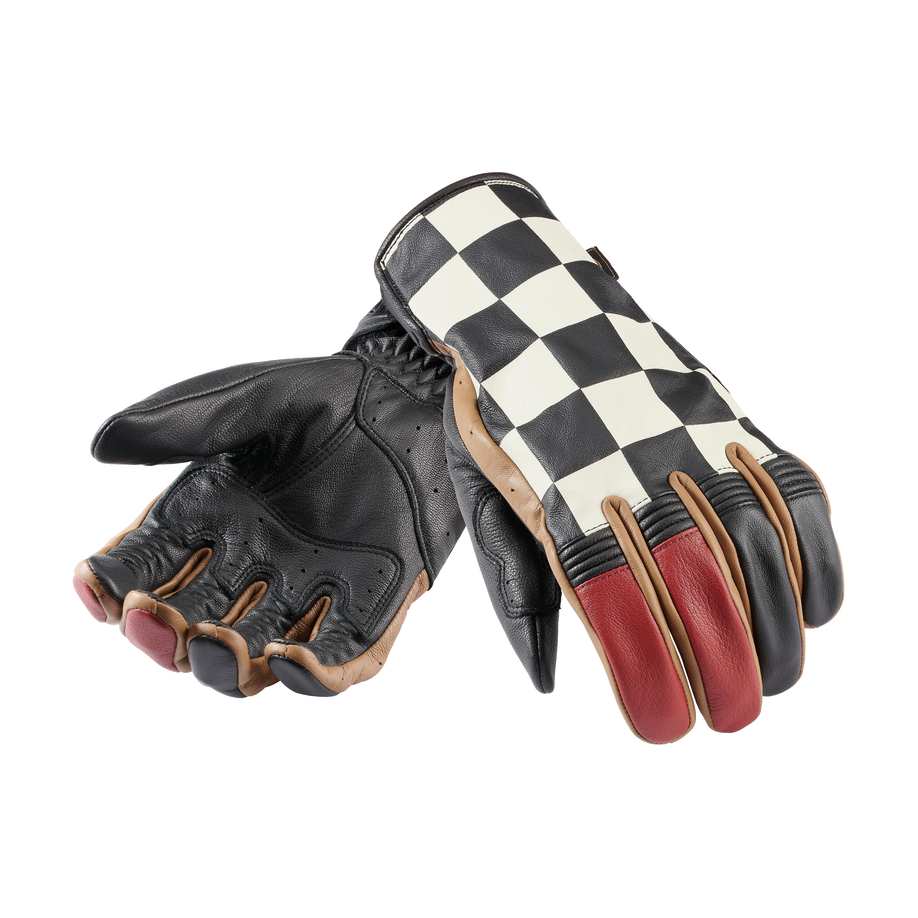 CHECKERBOARD GLOVE - BLACK / RED / BONE / GOLD XS image 1