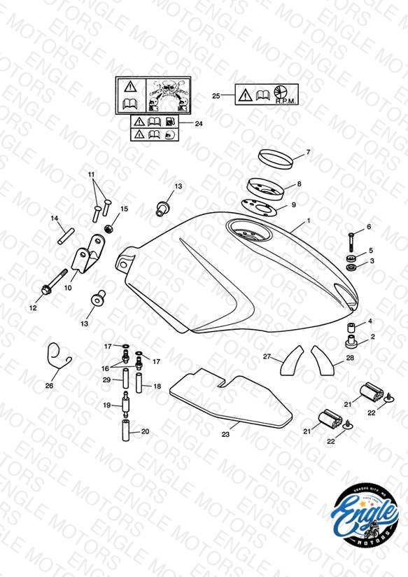Fuel Tank/Fuel Pump/Fittings >305059 Jet Blk/Neon Blue; >305222 Roulette Green; >305251 Fusion White