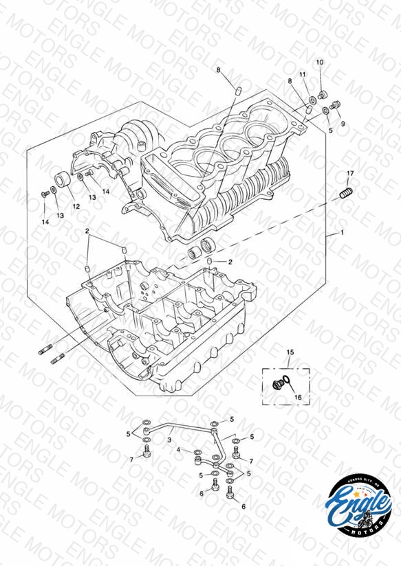 Crankcase & Fittings - 4 Cyl. Black Engines
