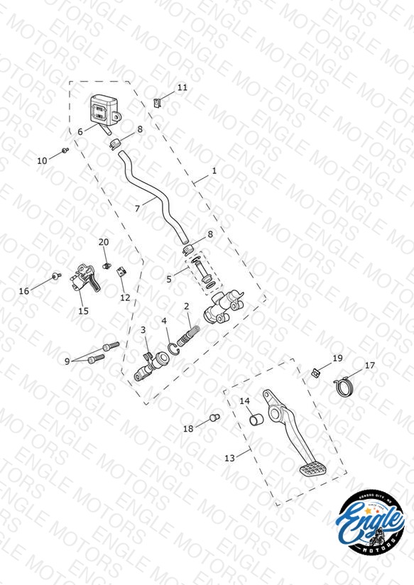 Rear Brake Master Cylinder, Reservoir & Pedal