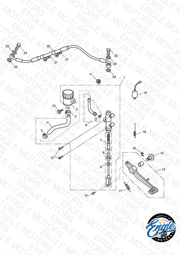 Rear Brake Master Cylinder, Reservoir & Pedal