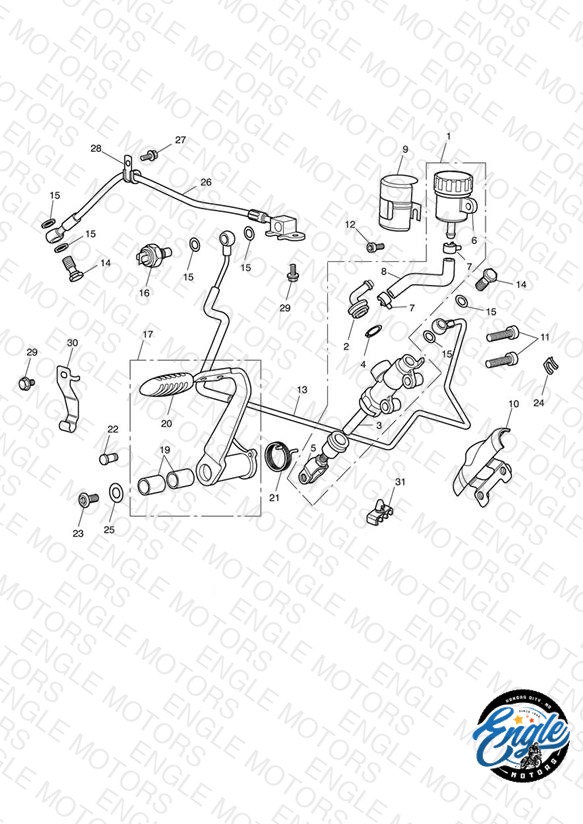 Rear Brake Master Cylinder, Reservoir & Pedal